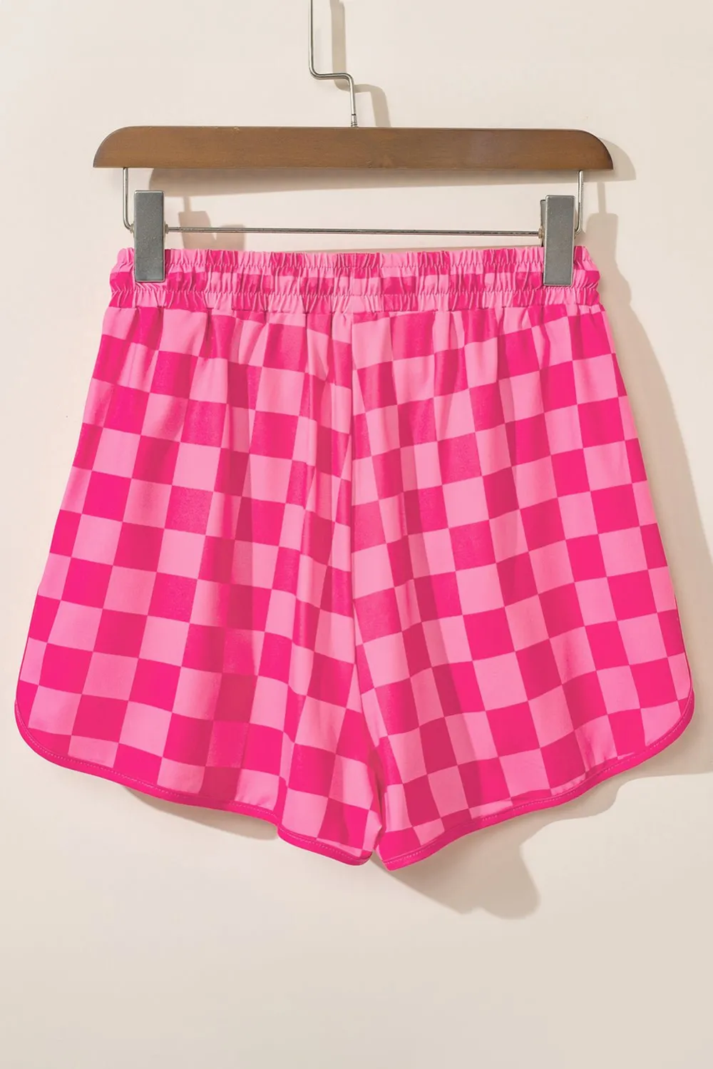 Plaid Elastic Waist Drawstring Pocketed Casual Shorts