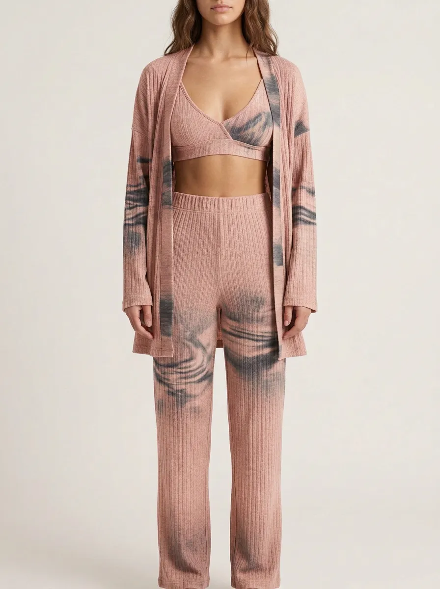 Tie Dye Abstract Cardigan Lounge Set