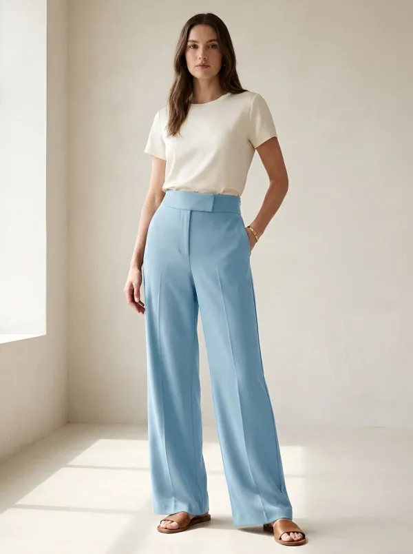Draped Women's Wide-Leg Trousers