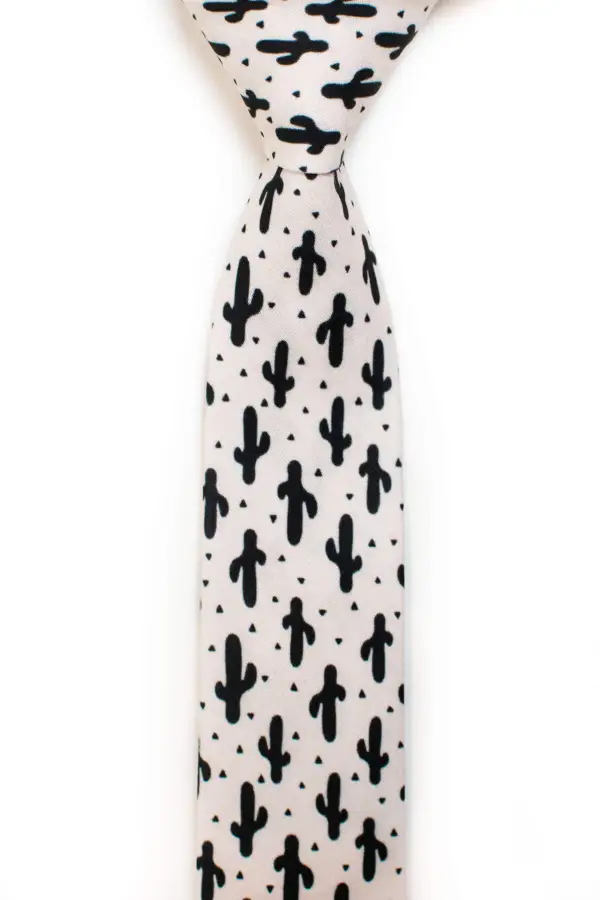 Clean Cactus Botanical Pattern Necktie