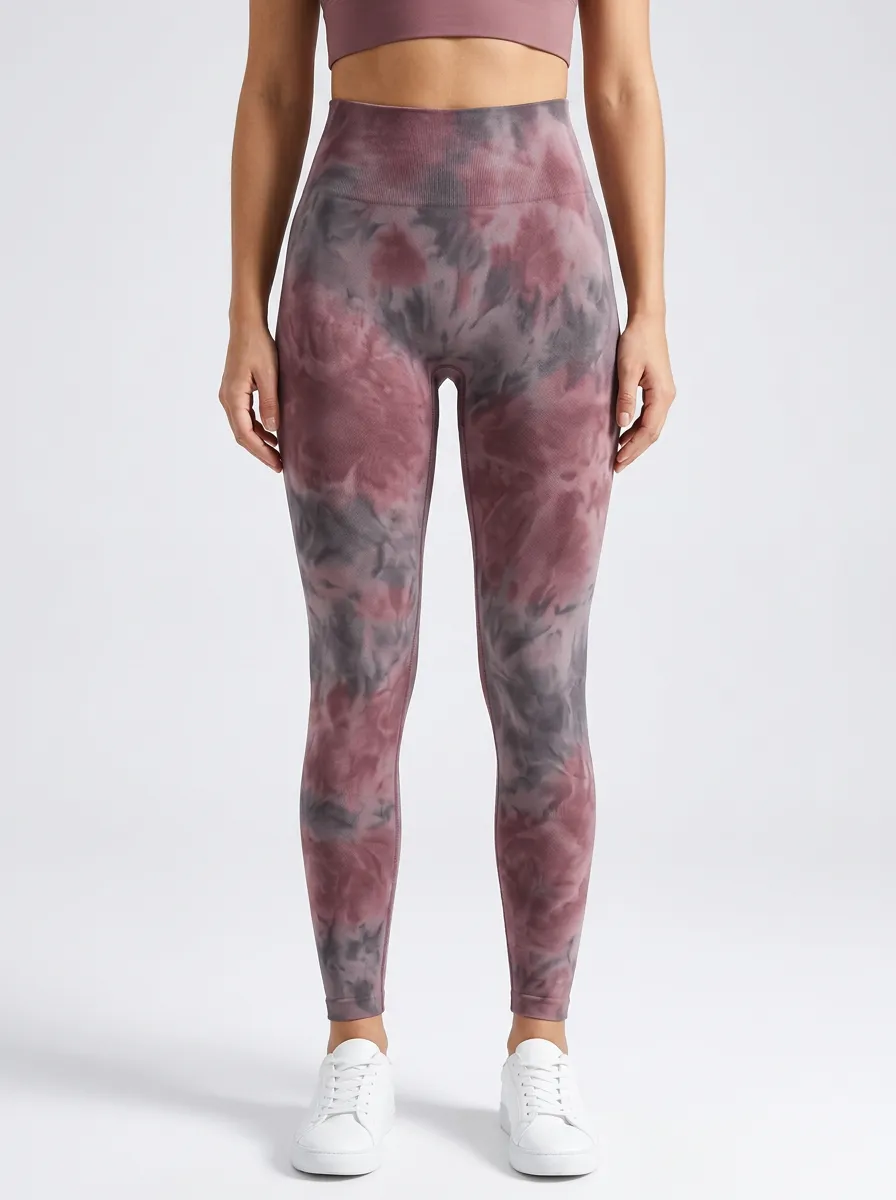 Women's Knit-Texture Tie-Dye Ankle-Length High-Rise Leggings