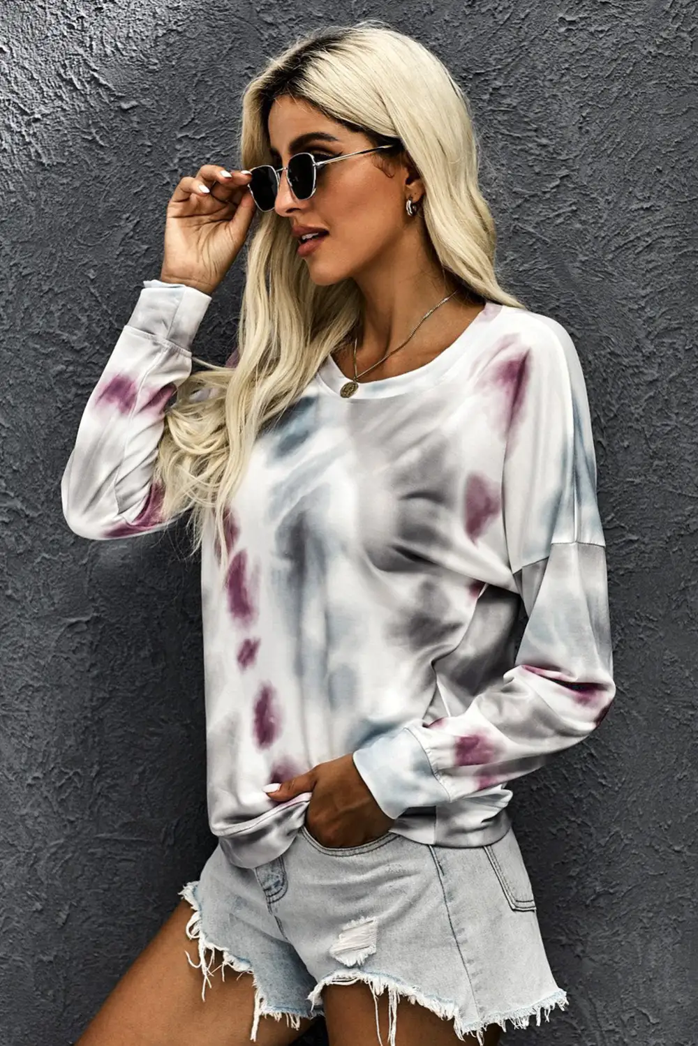 Casual Tie Dye Round Neck Sweatshirt