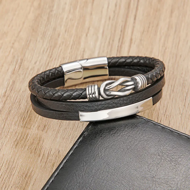 Leather Braided Geometric Magnetic Clasp Bracelet