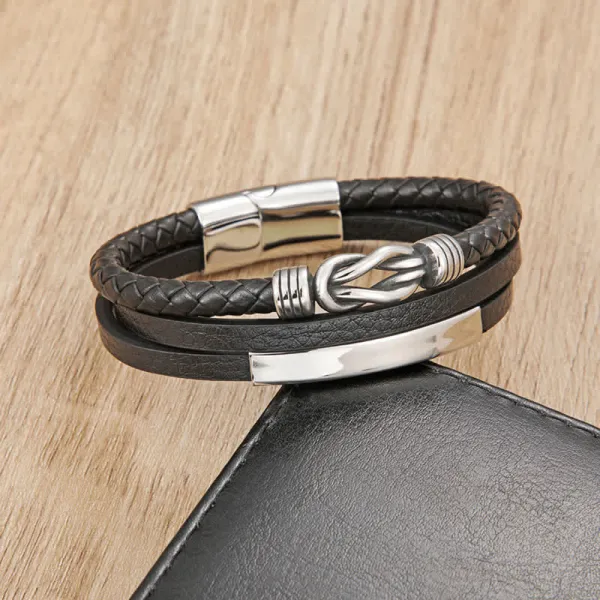 Leather Braided Geometric Magnetic Clasp Bracelet