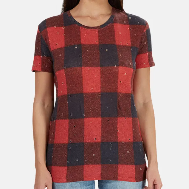Checked Plaid Linen T-Shirt