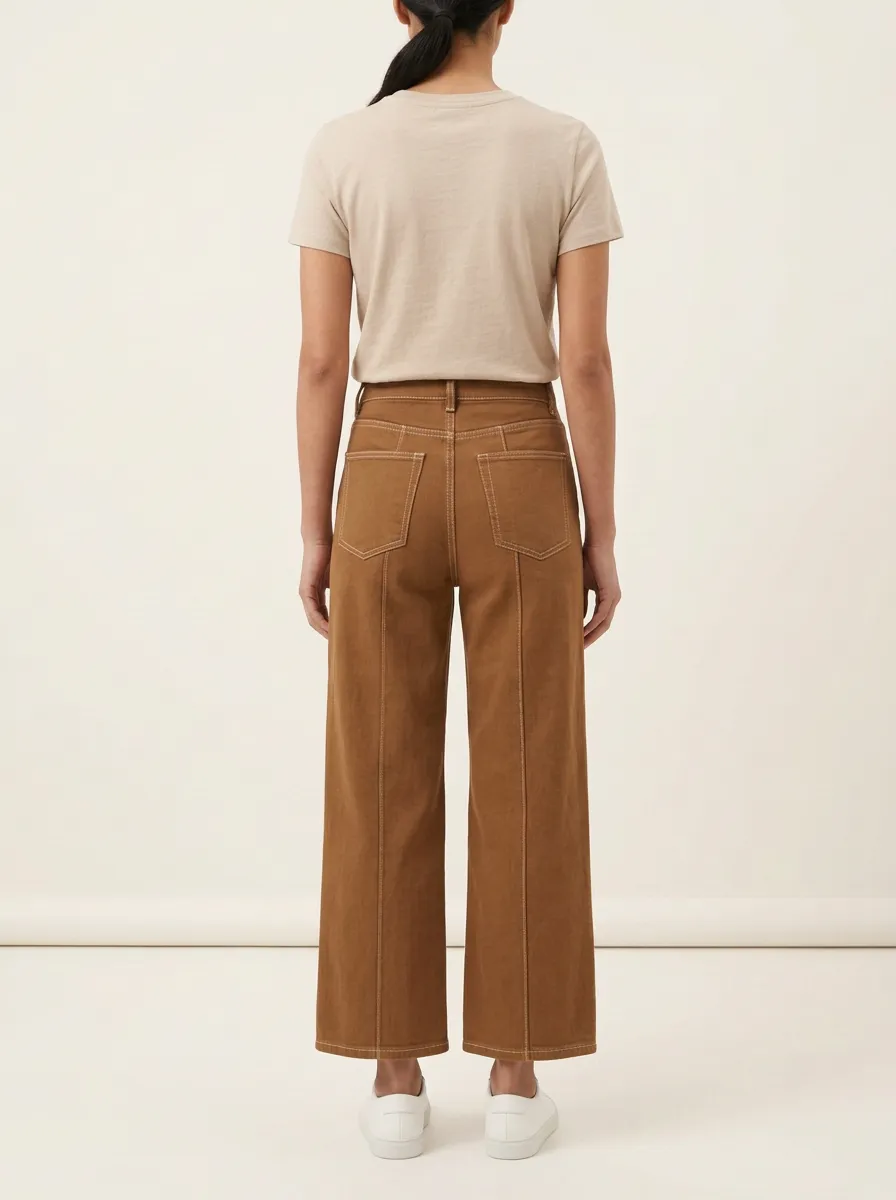 Women's Contrast-Pocket Wide-Leg Pants