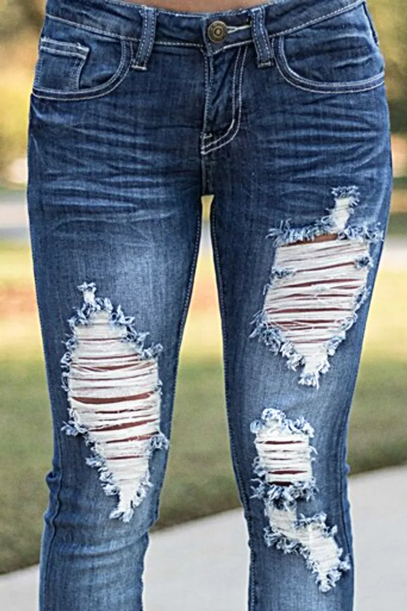 Distressed Low Rise Skinny Jeans