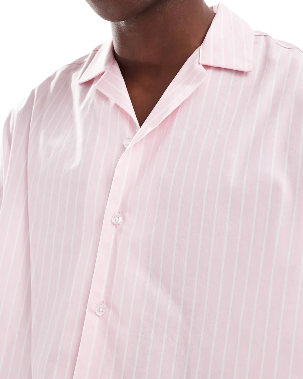 Oversized Boxy Shirt In Pink Pinstripe