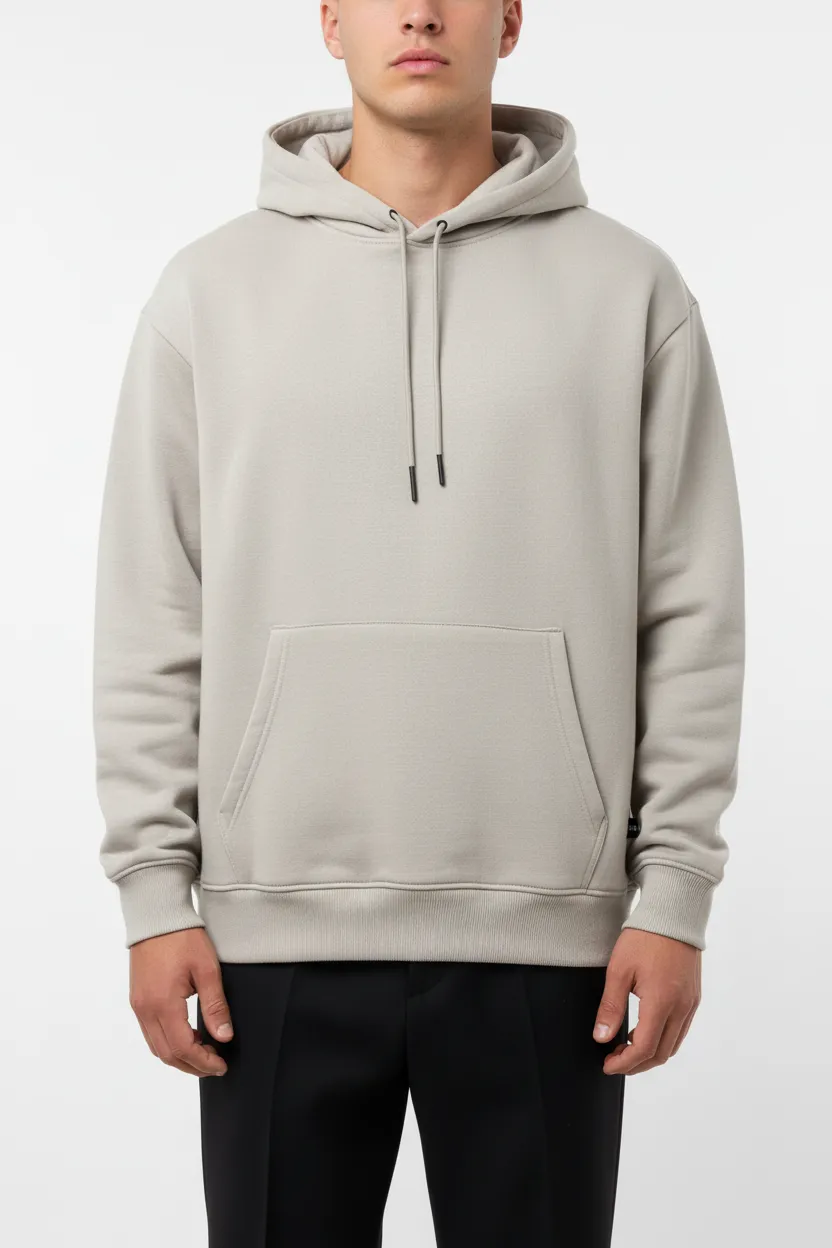 Refined Regular Fit Cotton Ribbed Hooded Pullover Hoodie