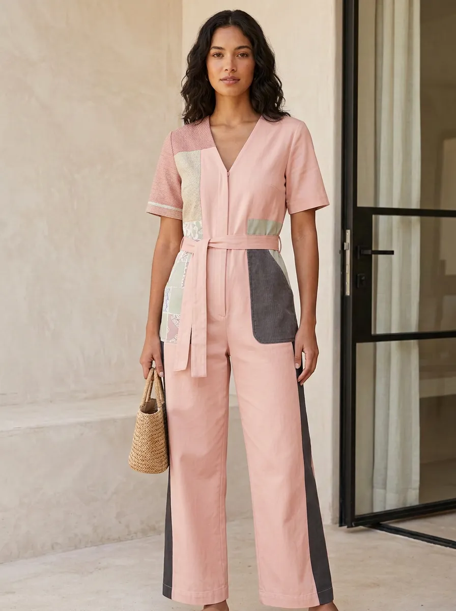 Women's Casual Boho Patchwork Pattern Graphic Jumpsuit