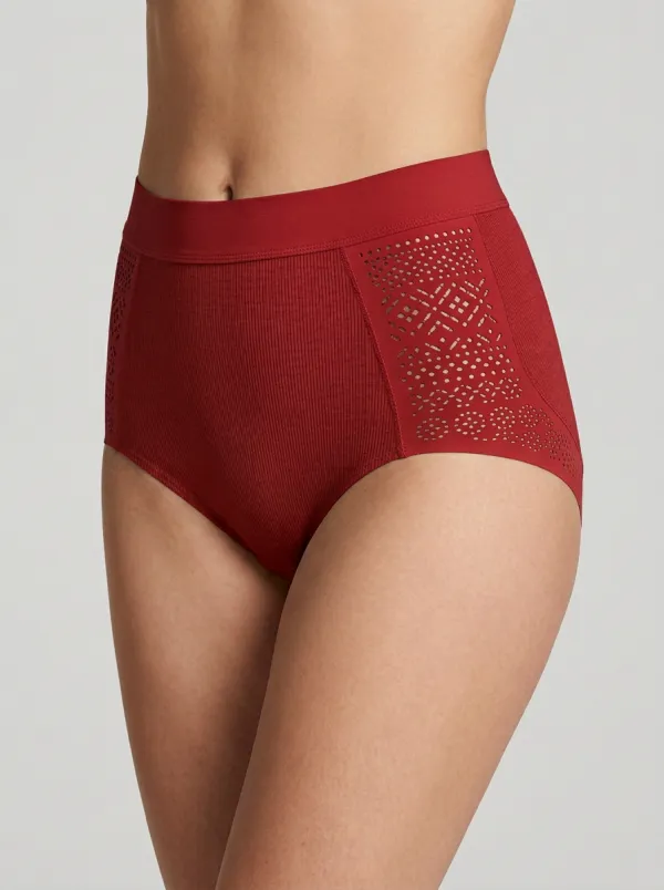 Women's High-Waisted Laser-Cut Ribbed Panties