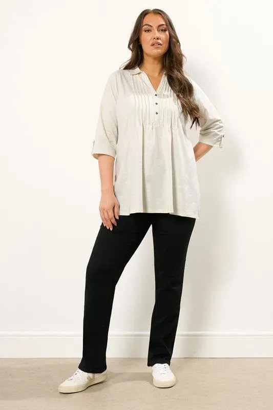 Cream Pintuck Henley Top