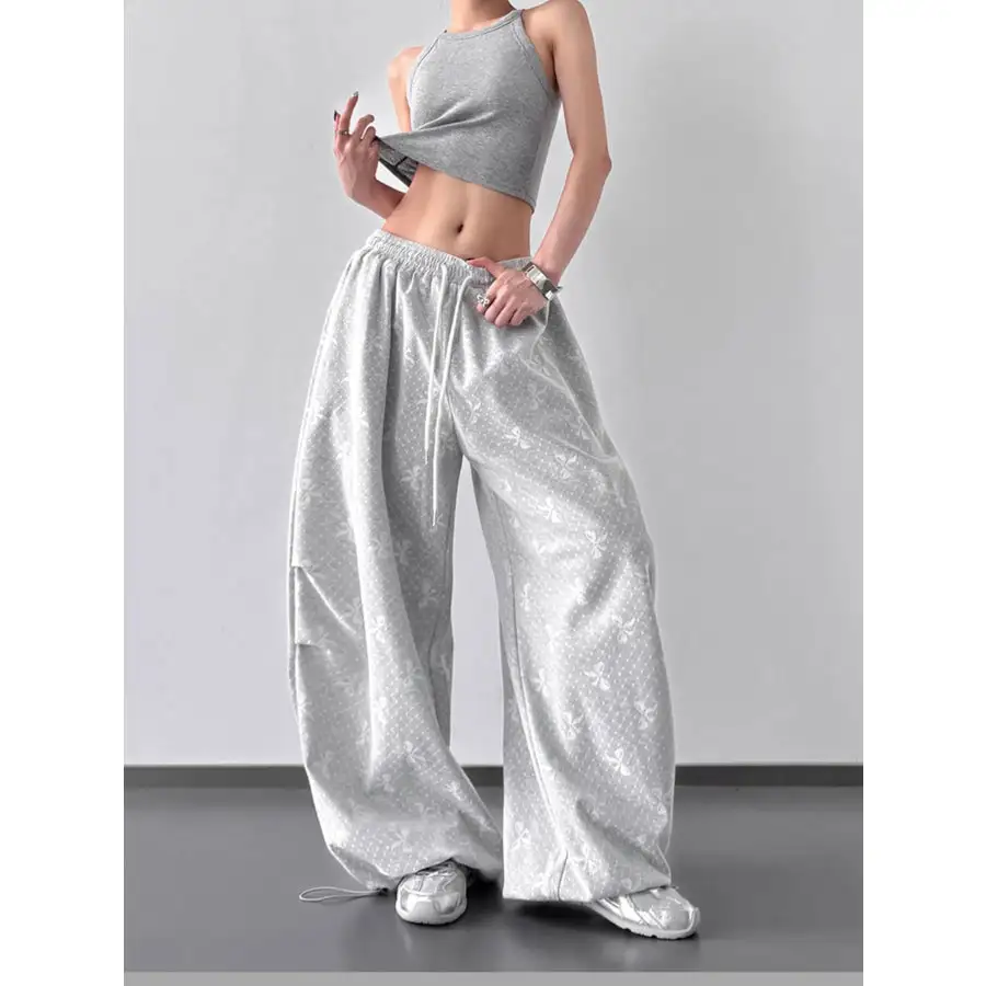 Wide Leg Casual Drawstring Pants