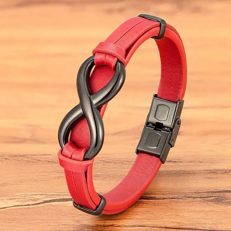 Infinitely Design Titanium Steel Leather Bracelet