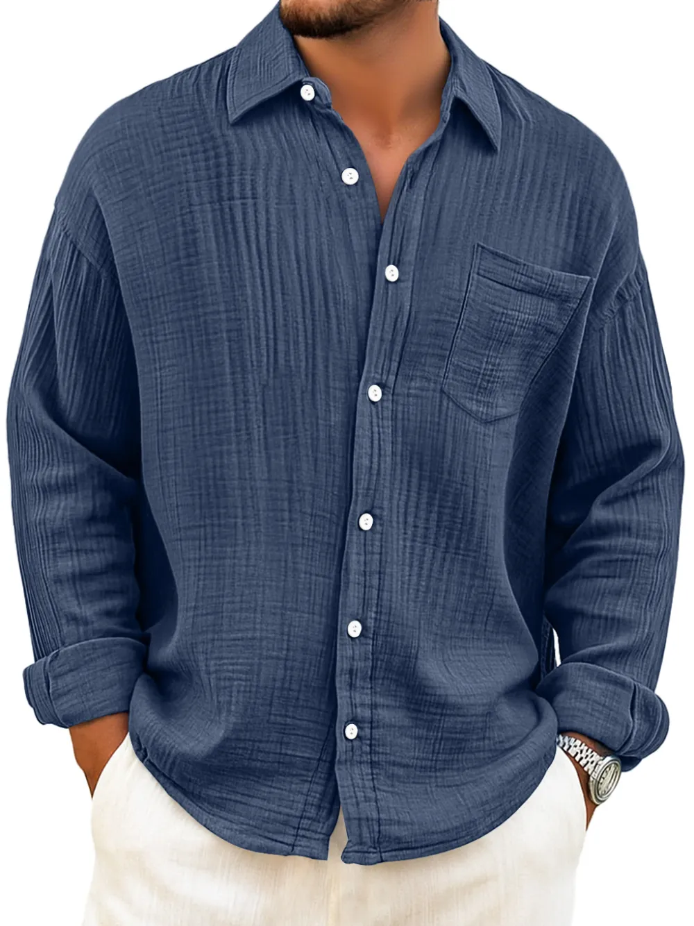Layered Long Sleeve Pocket Shirt
