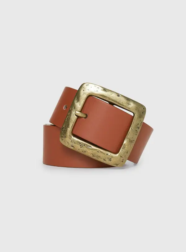 Elevated Buckle Faux Leather Belt