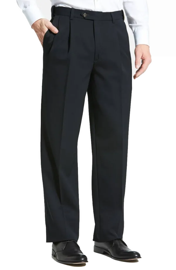 Modern Gabardine Performance Flat Front Pleated Front Regular Rise Trousers