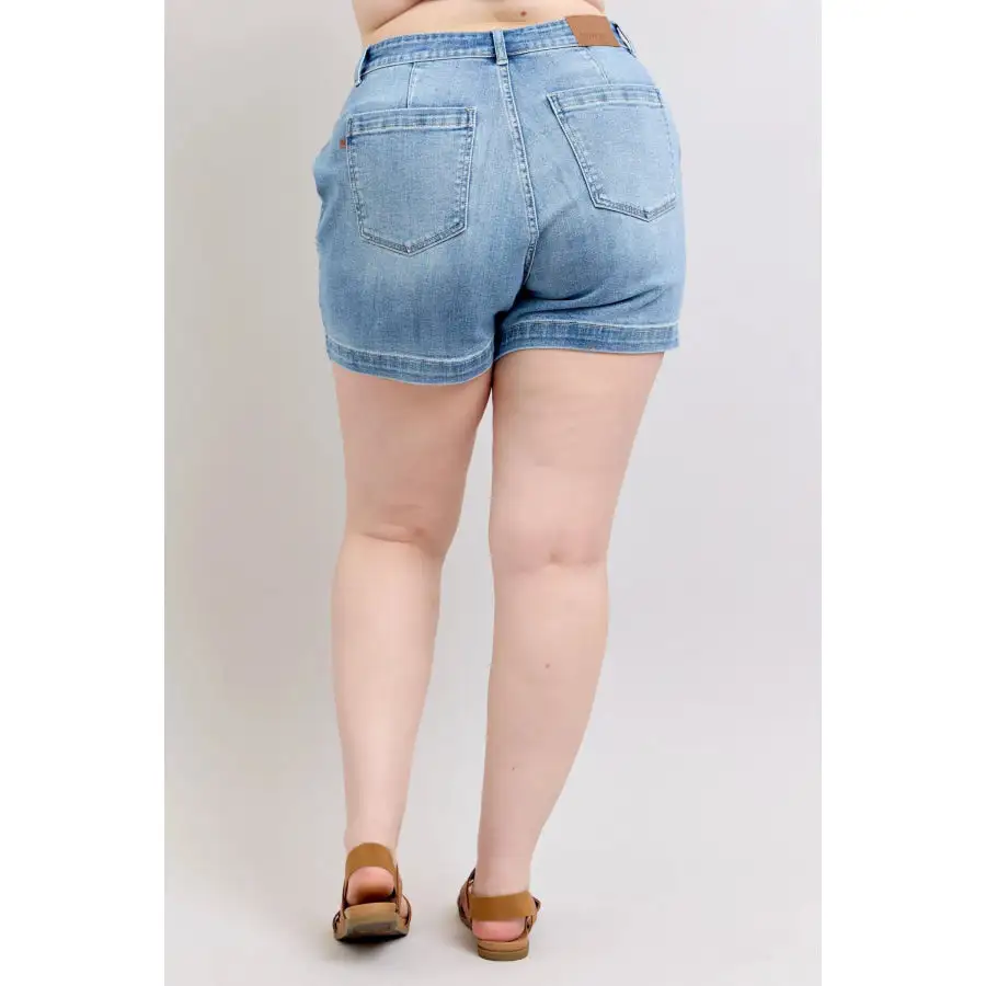 Plus Size High Rise Denim Shorts