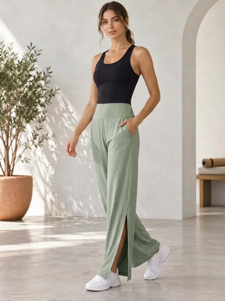Casual Training Women's Wide Leg Slit Sport Pants