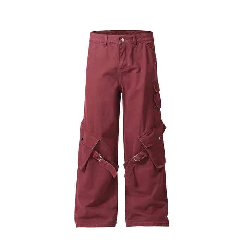 Vintage Wash Wide Leg Cargo Pants