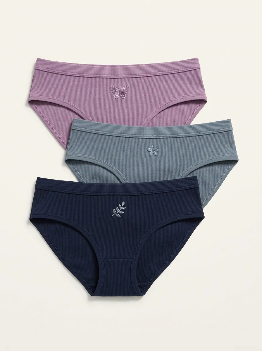 Women's Mid-Rise Ribbed Briefs Three Pack