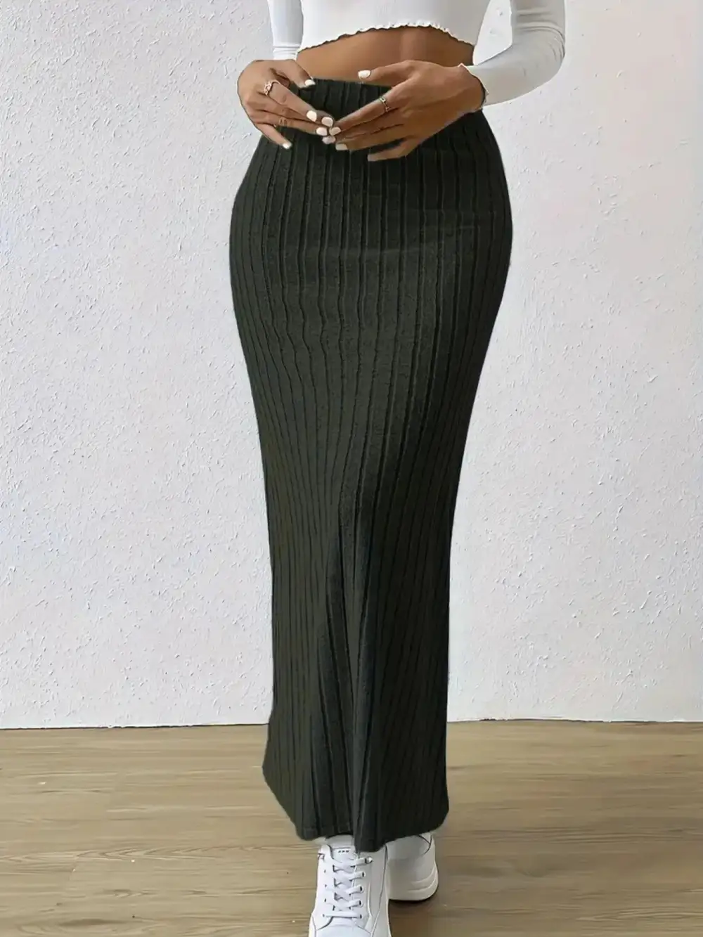 Knit Ribbed Maxi Skirt
