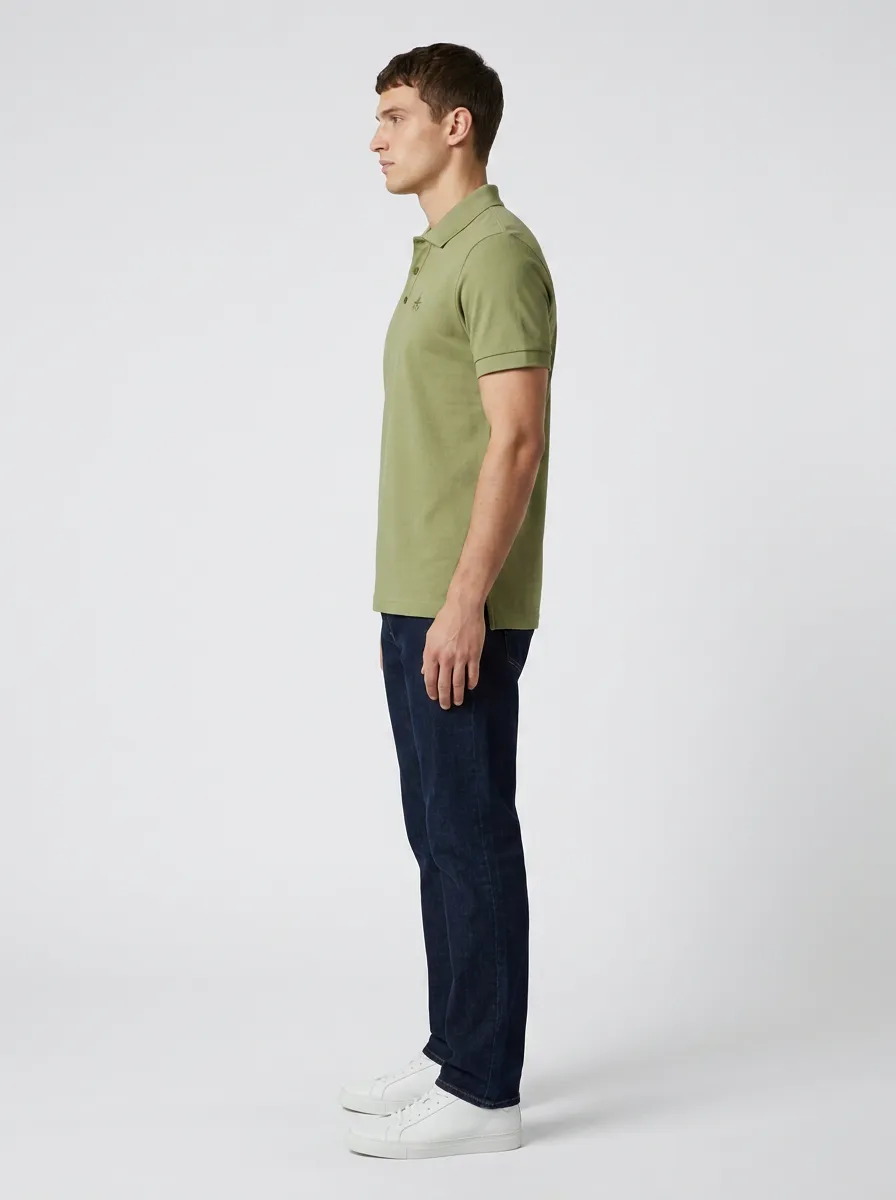 Compass-Detail Embroidered-Detail Outdoor-Inspired Men's Polo Shirt