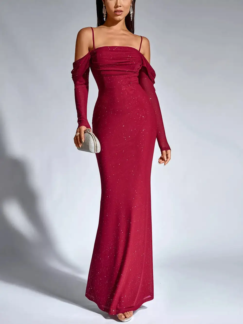 Smooth Finish Ruched Long Sleeve Maxi Dress