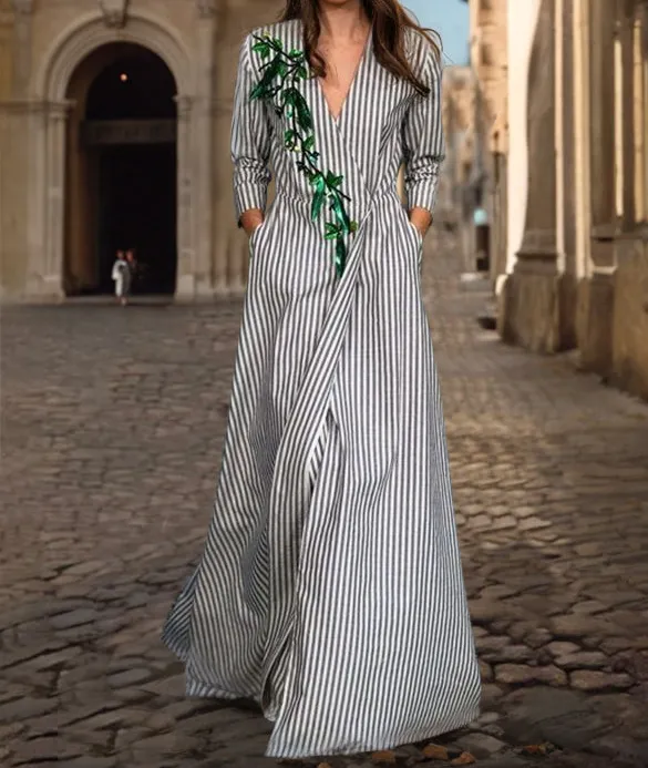 Neck Shirt Maxi Dress