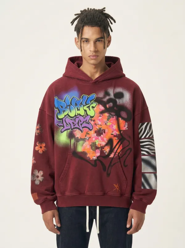 Unisex Vibe Graffiti Floral Zebra Graphic Hoodie