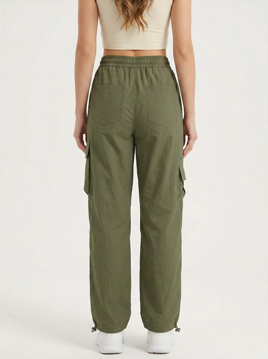Relaxed Drawstring Multi-Pocket Breathable Cargo Pants