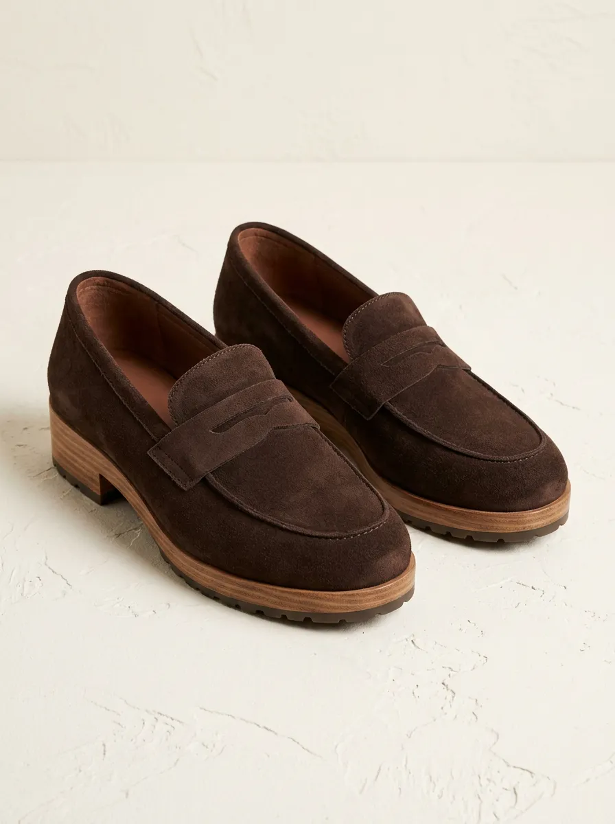 Women's Outdoor Classic Suede Wood Sole Loafers