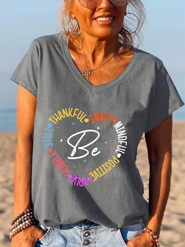 Be Thankful Themed V-Neck T-Shirts