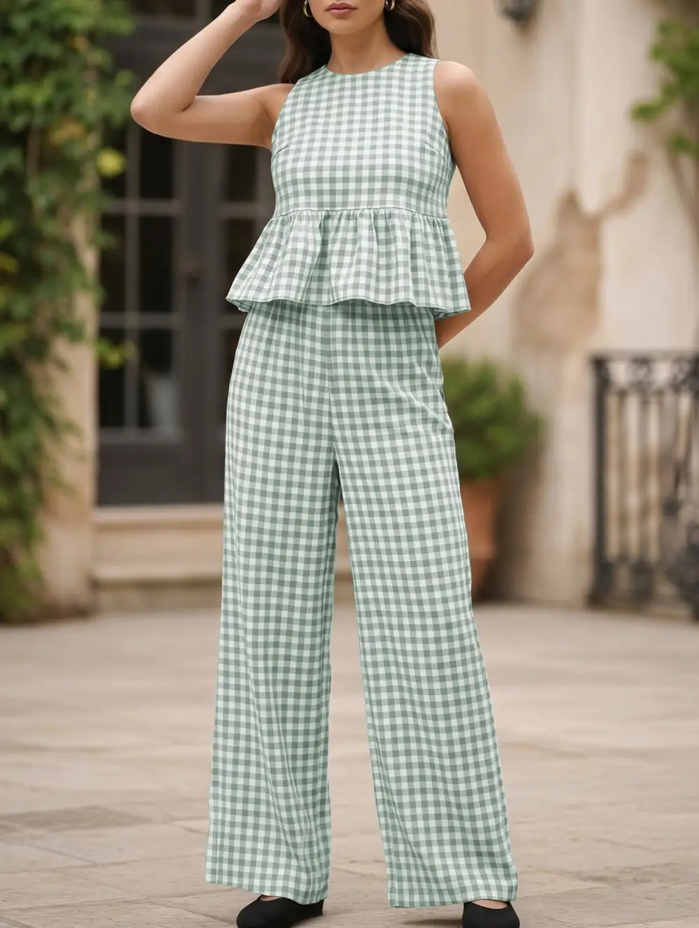 Sleeveless Top Pants Two Piece Set