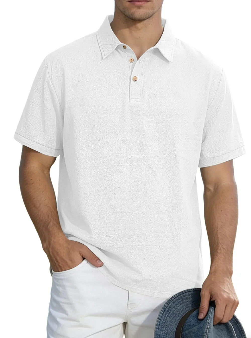 Button Placket Short Sleeve Cotton Polo Shirt