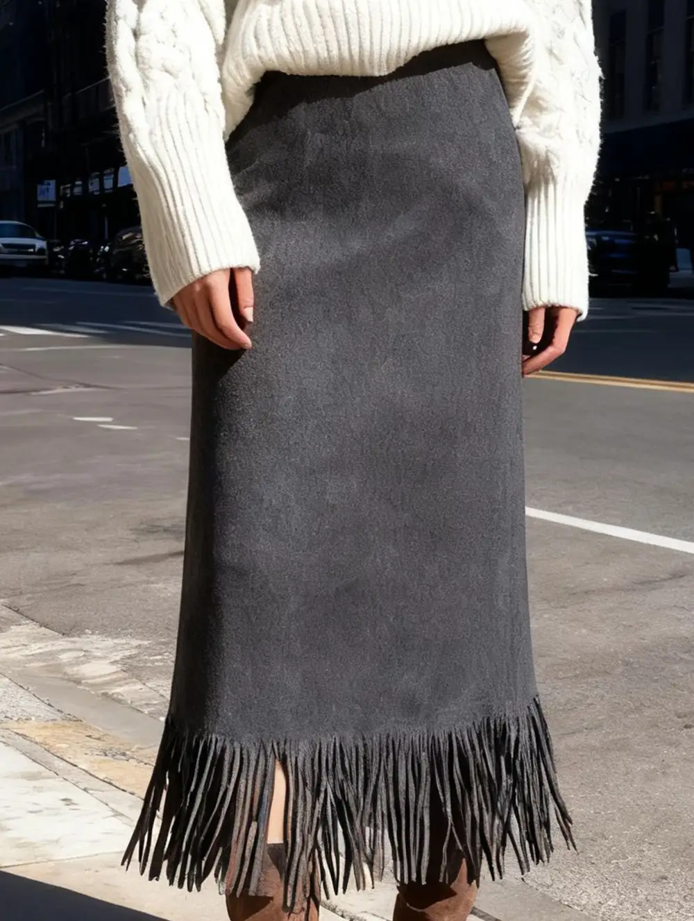 Tassel Tie Midi Skirt