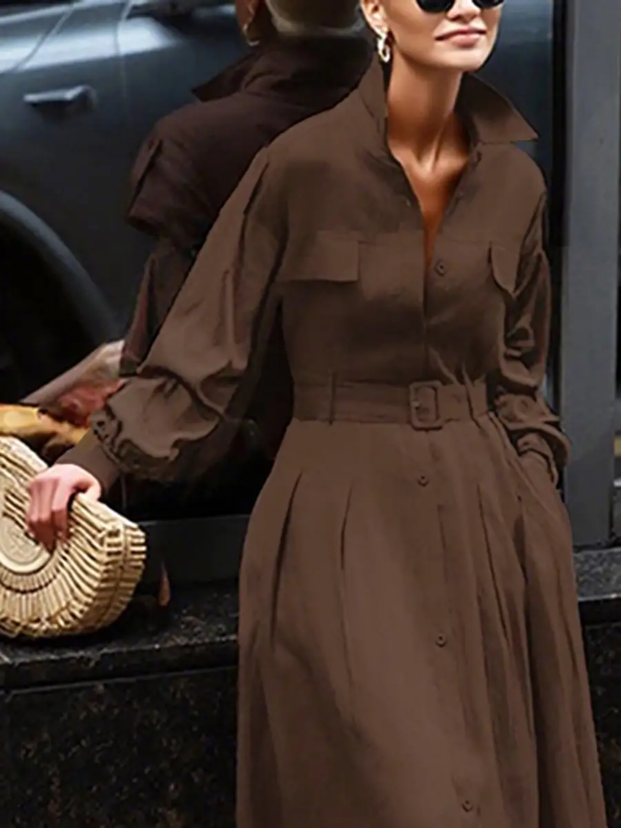 Pleated Shirt Maxi Dress