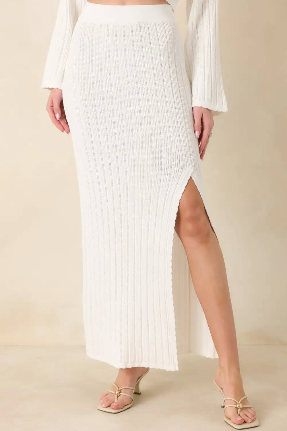 Knit Polyester Midi Skirt
