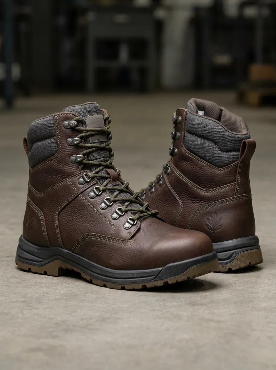 Men's Leaf Logo Embossed Work Boots