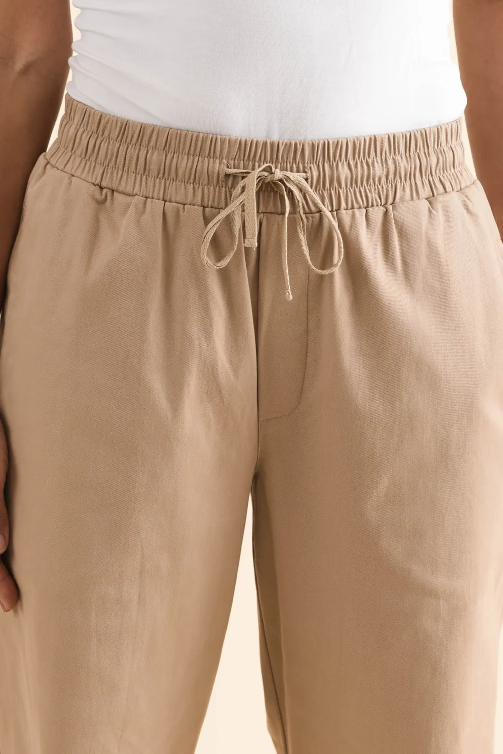 Barrel Leg Mid Rise Pants