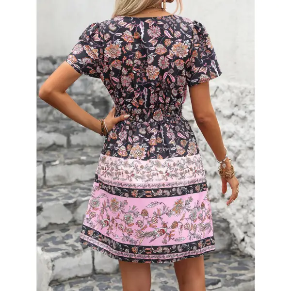 V-Neck Short Sleeve Mini Dress