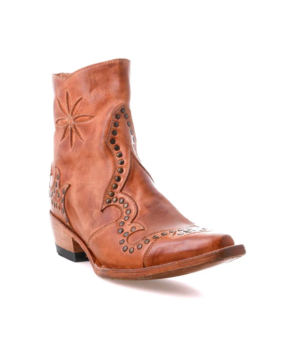 Floral-Stitched Studded Western Boots