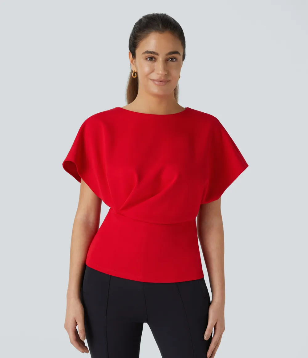 Short Sleeve Plicated Work Top