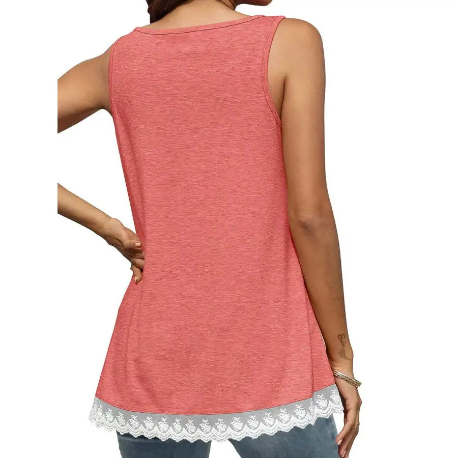 Lace Trim Wide Strap Tank Top