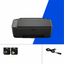 Printer with setup cartridges and power cord