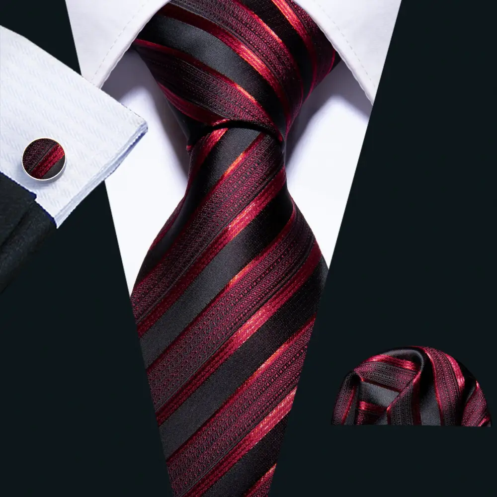 Refined Striped Formal Silk Necktie Set