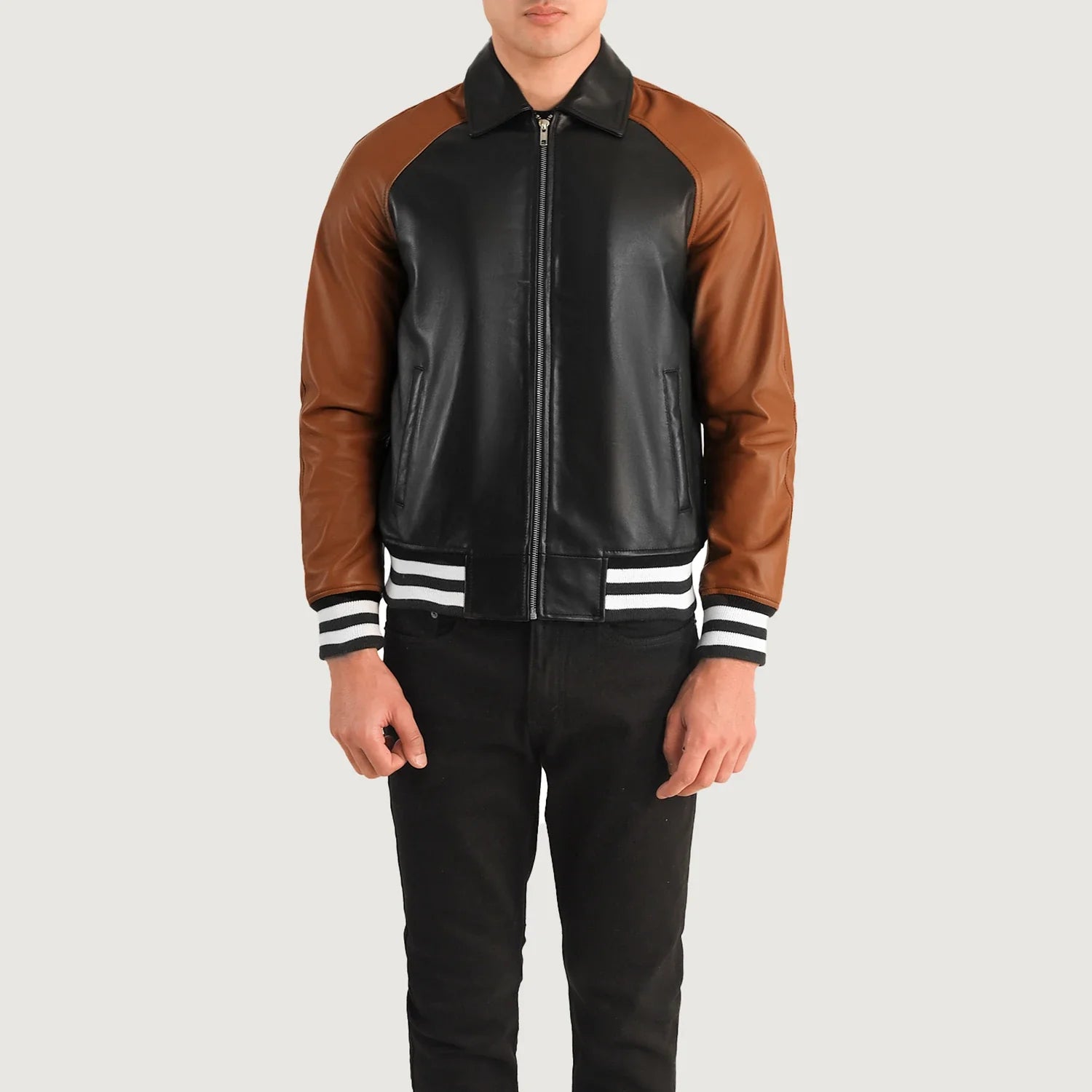 Men's Structured Leather Varsity Jacket