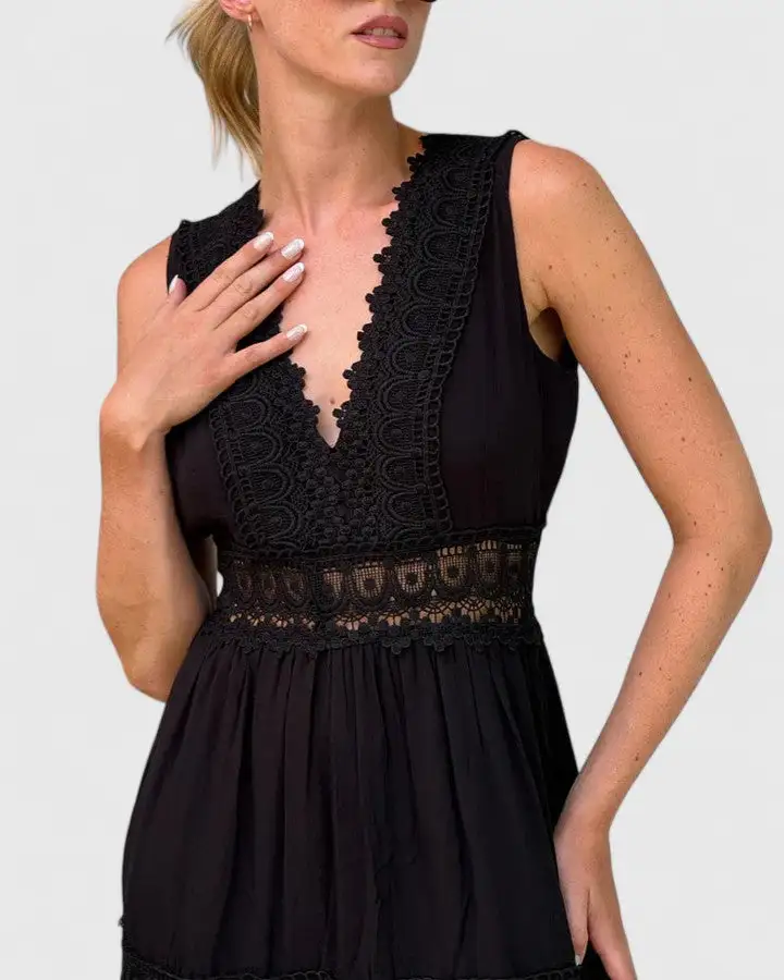  Sleeveless V Neck Dress