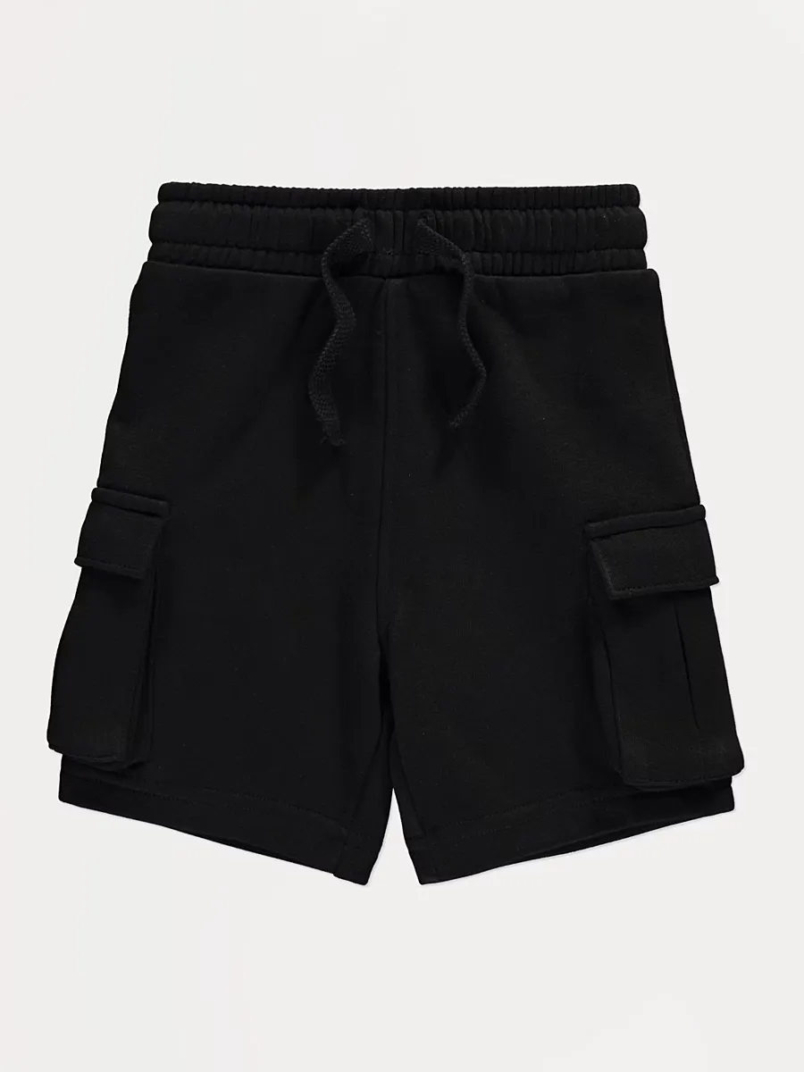 Black Cargo Jogger Shorts