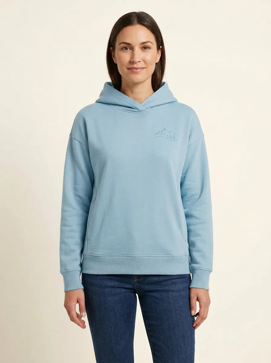 Women's Mountain-Forest Crossover-Neck Ribbed-Hem Hoodie